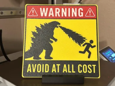 Godzilla Warning Sign - Kids Room Sign 