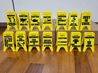 Funny mini Floor Signs (caution, warning)