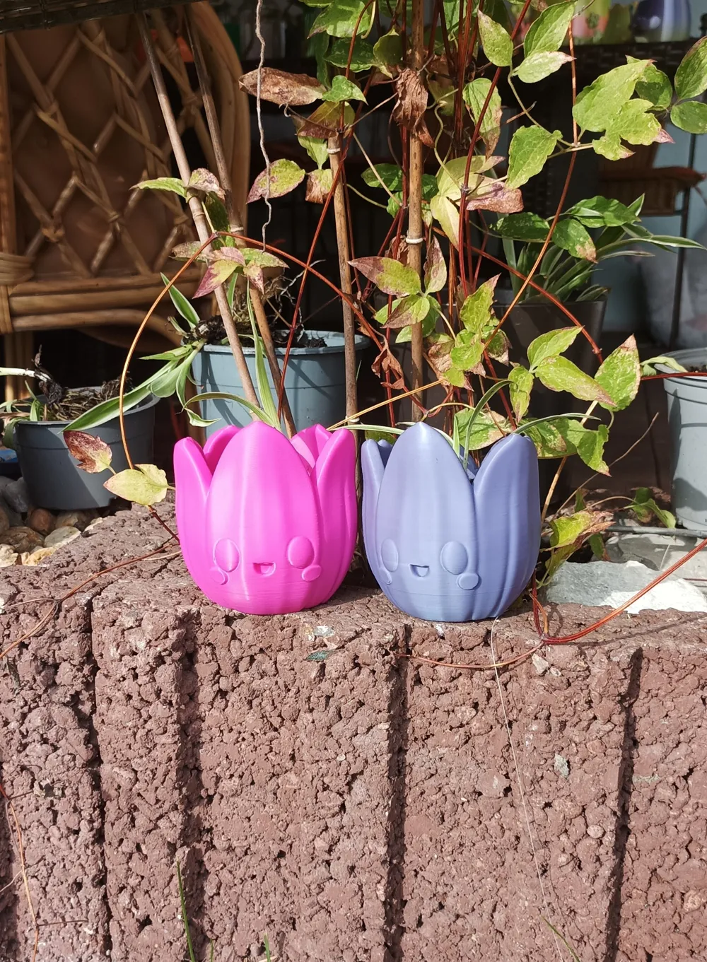 Kawaii Tulip flower pot with and without support - Free 3D Print Model ...