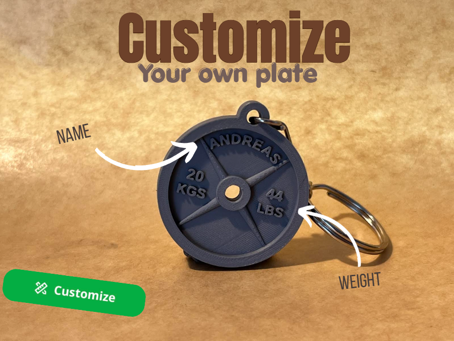 Custom weight plate keychain