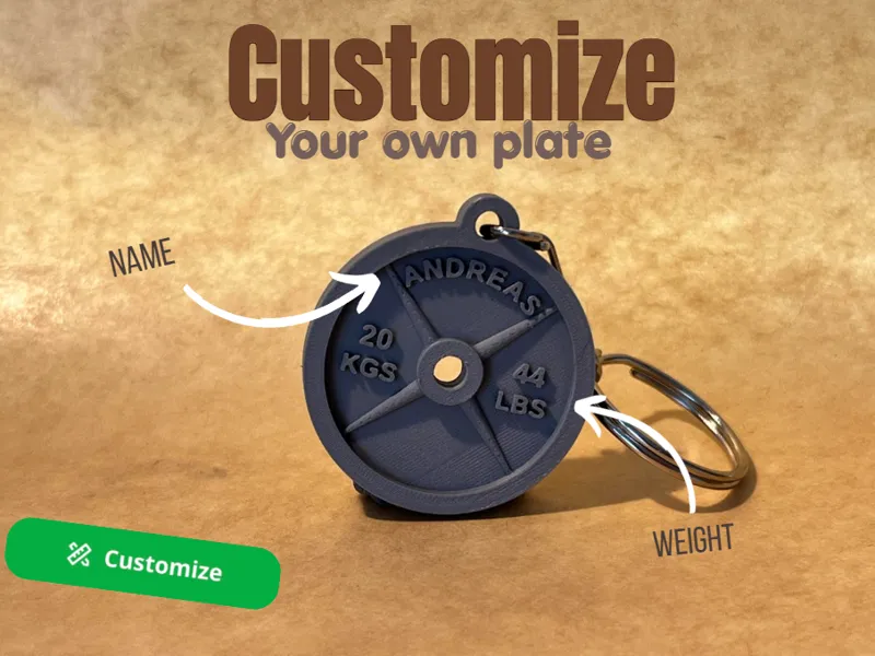Custom weight plate keychain