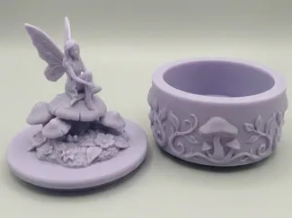 Fairy on Mushroom Forest Trinket Jewelry Box