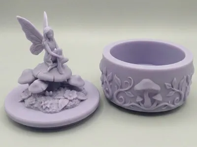 Fairy on Mushroom Forest Trinket Jewelry Box