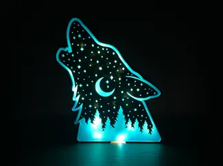 Celestial Wolf Lantern LightUp Woodland Moon Decor