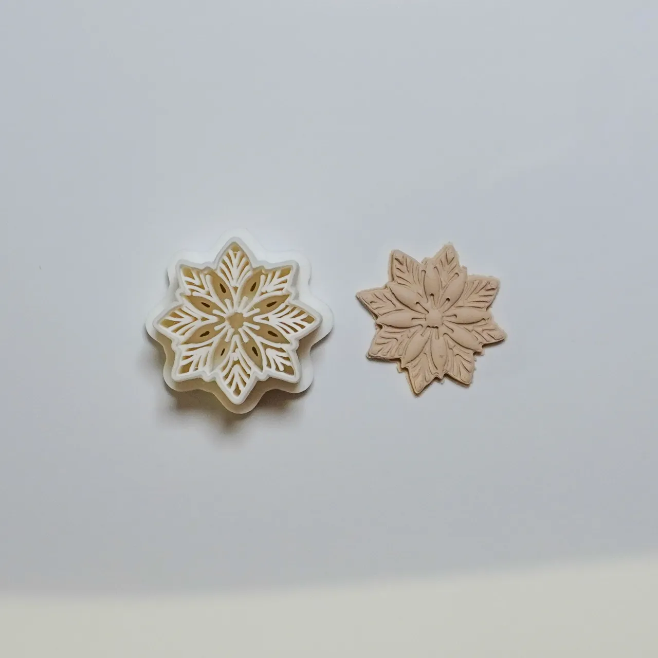 Poinsettia Christmas Polymer Clay Cutter Earrings view 3