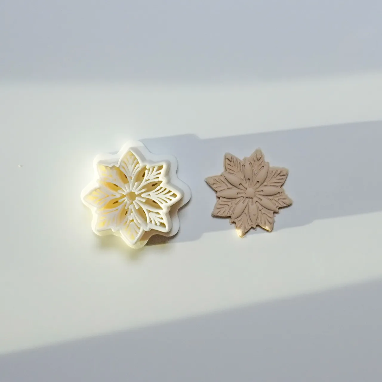 Poinsettia Christmas Polymer Clay Cutter Earrings view 2