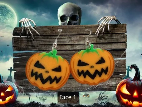 Carved Pumpkin Earrings - 5 styles and a no face view 4