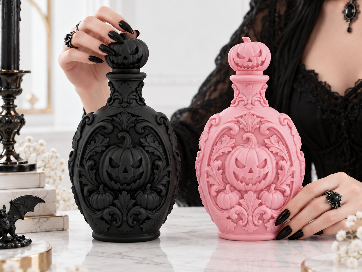 Goth Halloween Samhain Pumpkin Decorative Bottle - 1