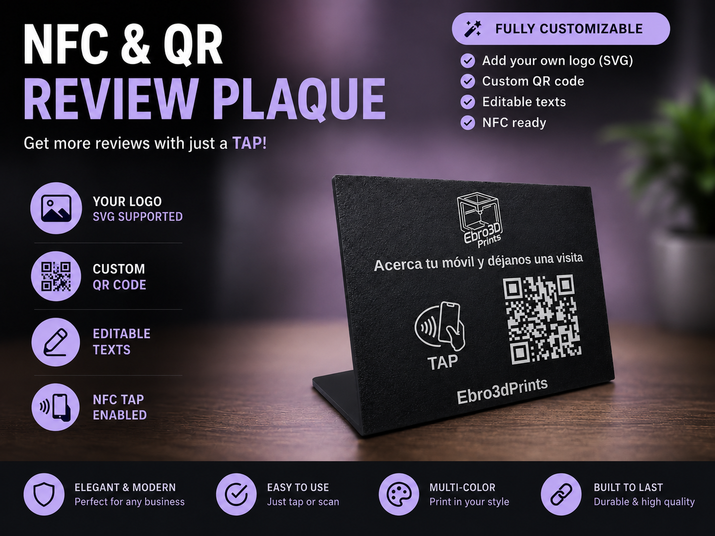 NFC+QR code Display - Add your logo in SVG format