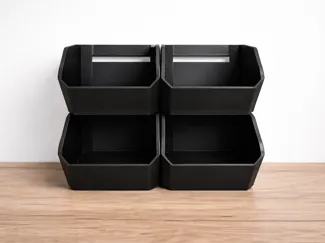 Stapelbare Boxen in 3 Größen + Multiboardhalter