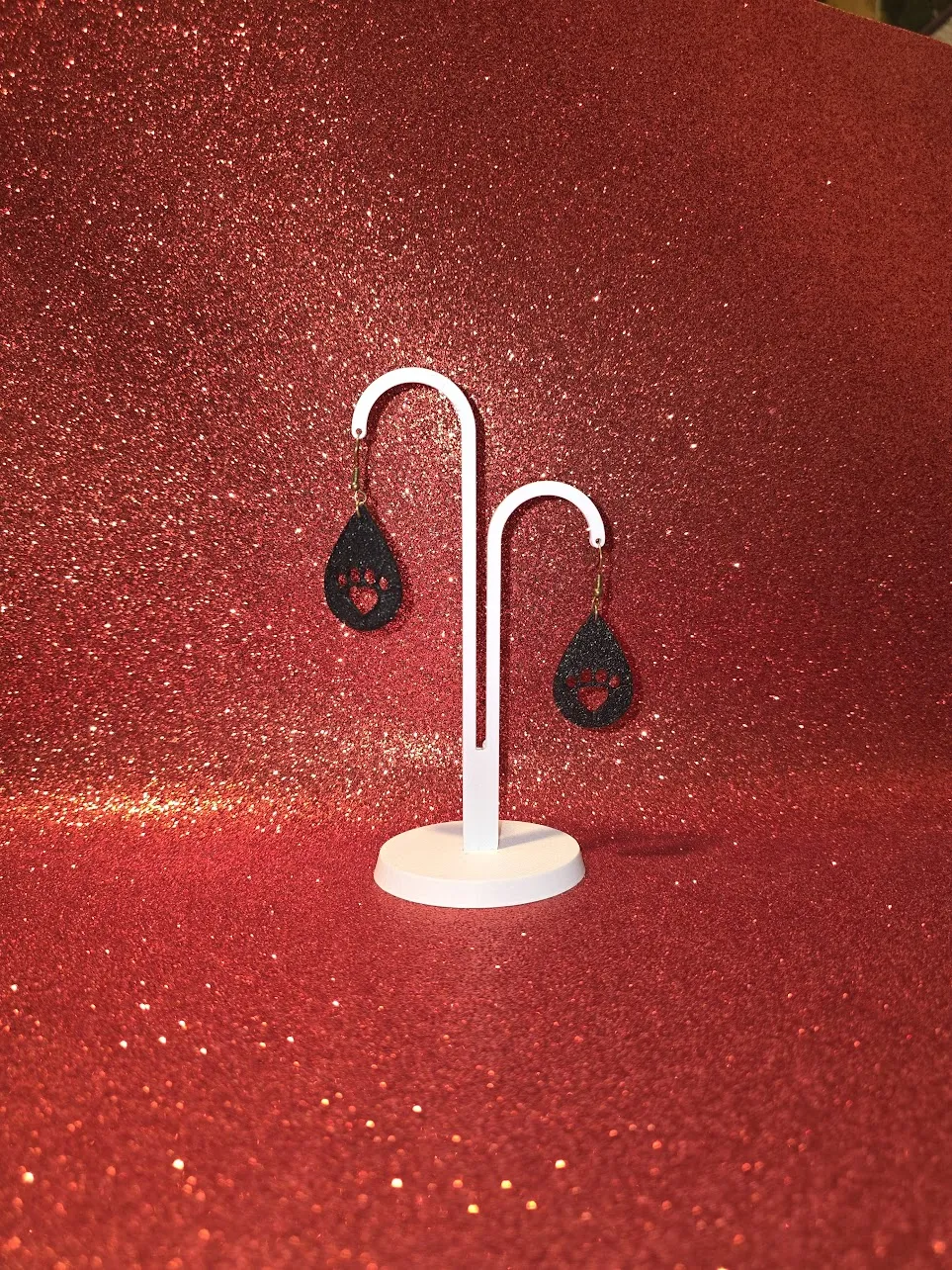 Paw heart in a drop earrings view 3