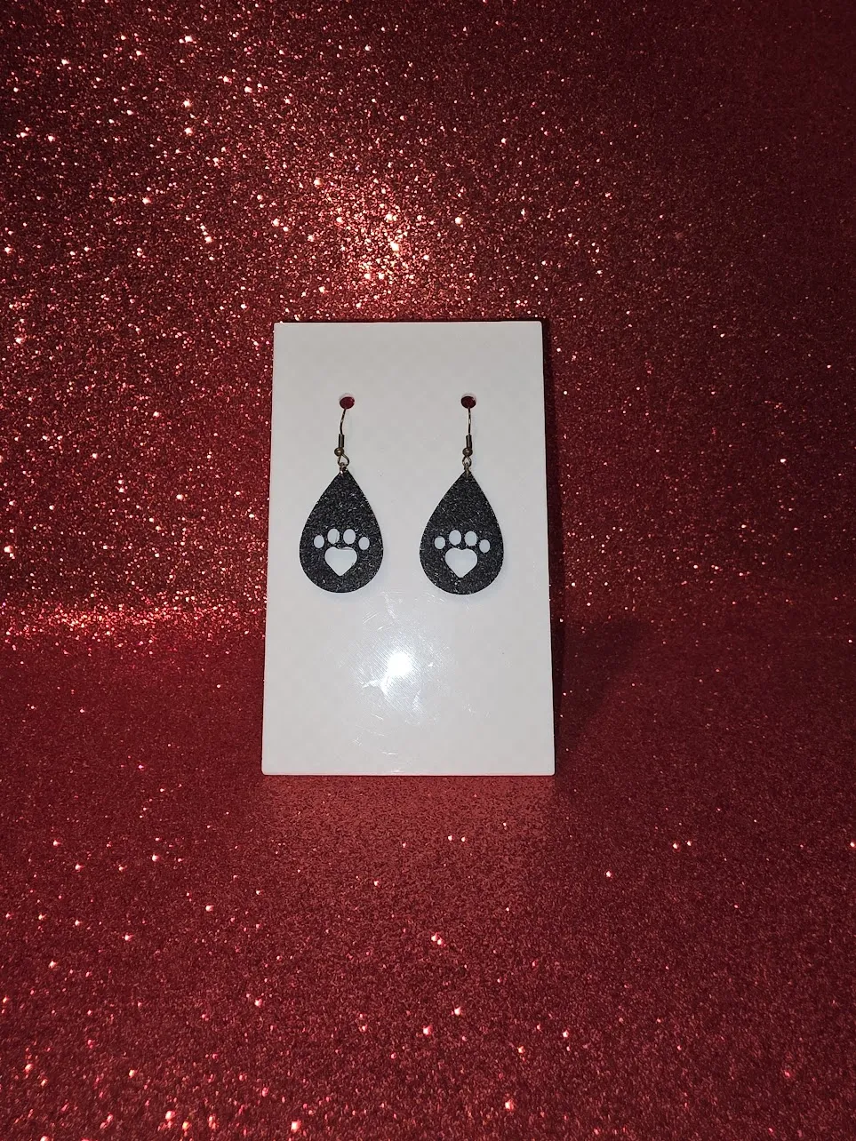 Paw heart in a drop earrings view 2