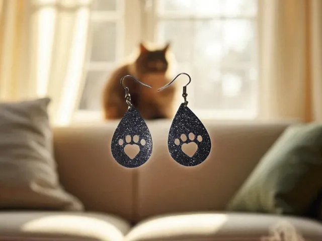 Paw heart in a drop earrings