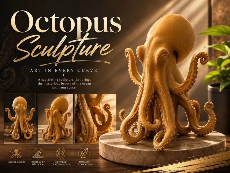 Octopus Sculpture | Ocean-Inspired 3D Print