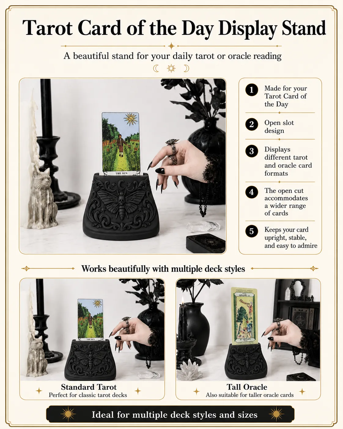 Goth Moth Tarot Card Display Stand view 3