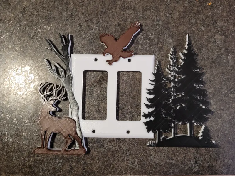 Deer and eagle double wide switch cover.