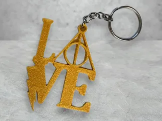 Harry Potter Love Keychain Deathly Hallows Keyring