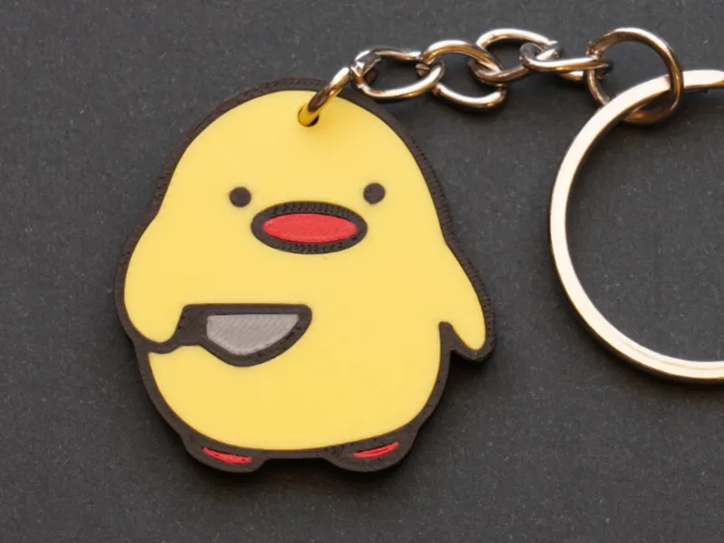 Duck / Chick With Knife Keyring Keychain