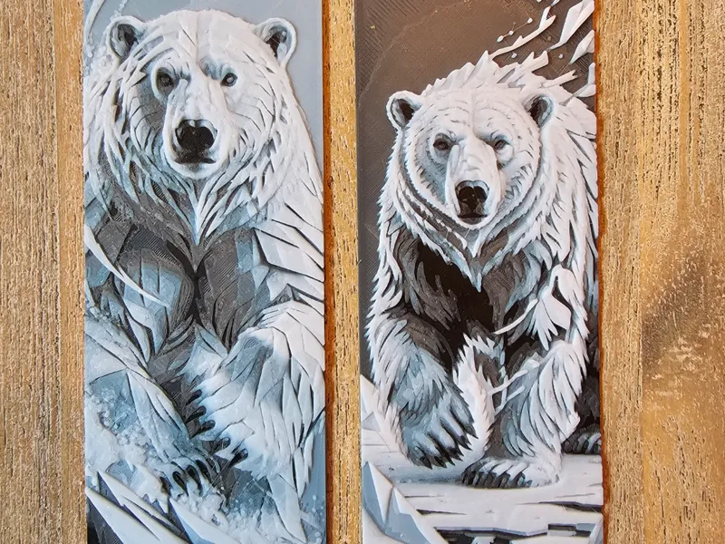 ICE Bear Set of 2 Bookmarks, Papercut style