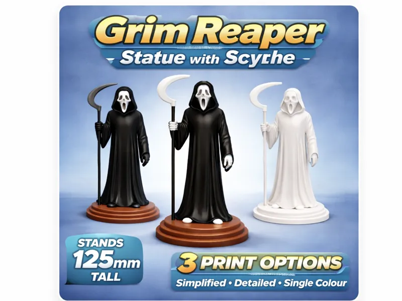 Grim Reaper Statue with Scythe