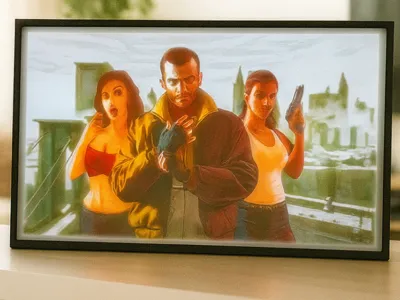 GTA IV Nico Bellic with Woman Wallpaper Lithophane
