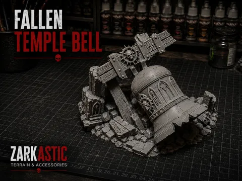 Escenografía en miniatura: Fallen Temple Bell – Grimdark Gothic Ruins — referencia de MakerWorld