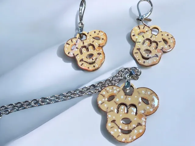 Mickey Pretzel Earrings and Pendant