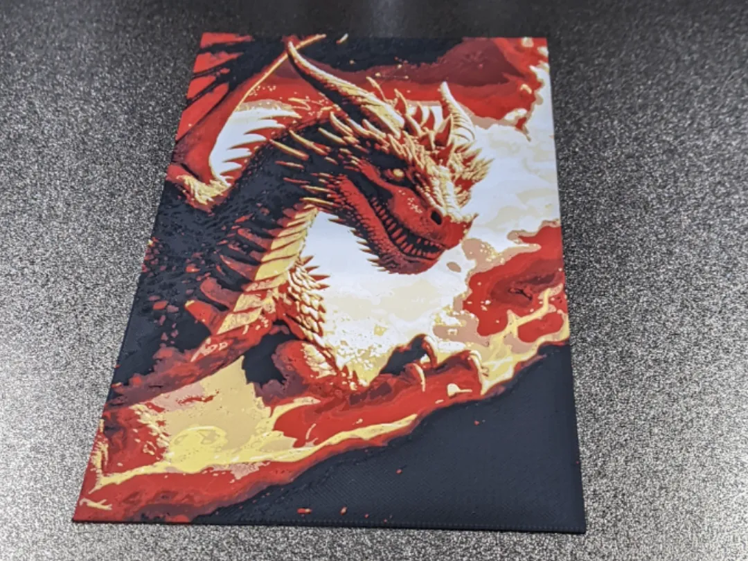 Red Dragon HueForge with frame - Free 3D Print Model - MakerWorld