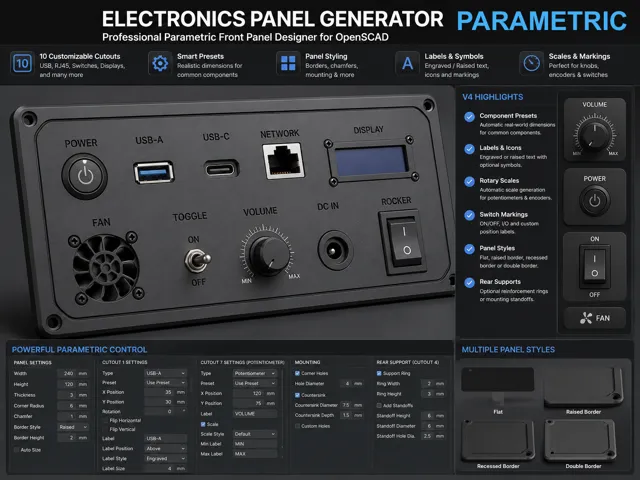 Parametric Electronics Panel Generator - OpenSCAD