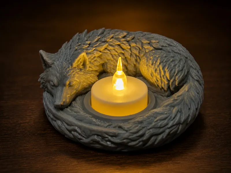 Sleeping Wolf LED Tealight Holder