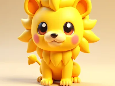 Adorable Lion Figurine - Cute and Playful Design