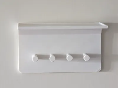 Minimalist 4-Peg Key Holder with Top Shelf