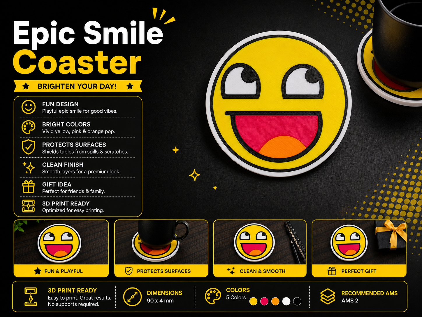 Epic Smile Drink Coaster