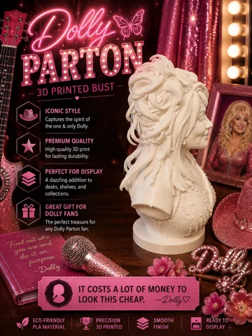 Modelo para impresión 3D: Dolly Parton — vista de referencia 4