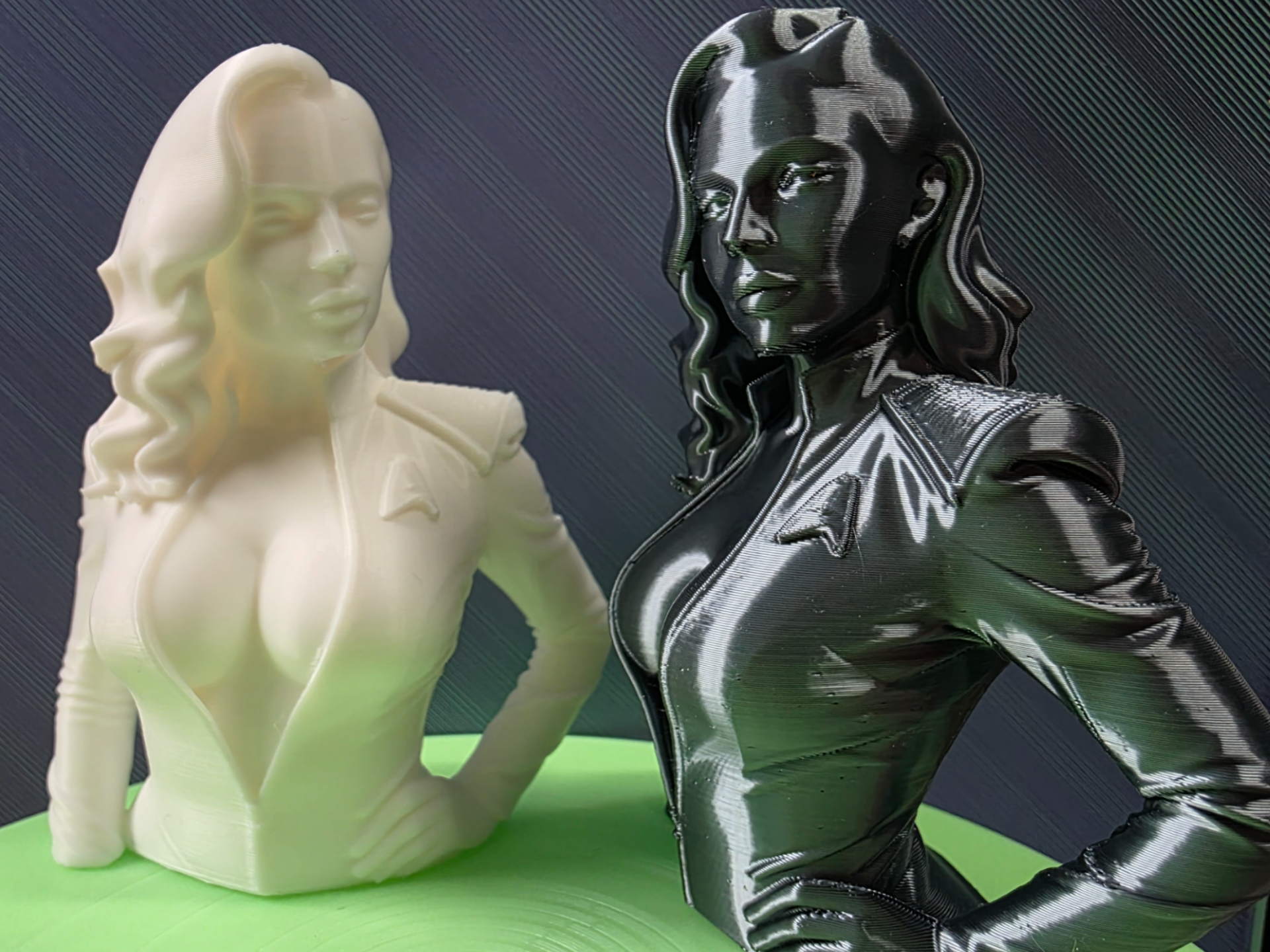 female sculpture in Star Trek uniform