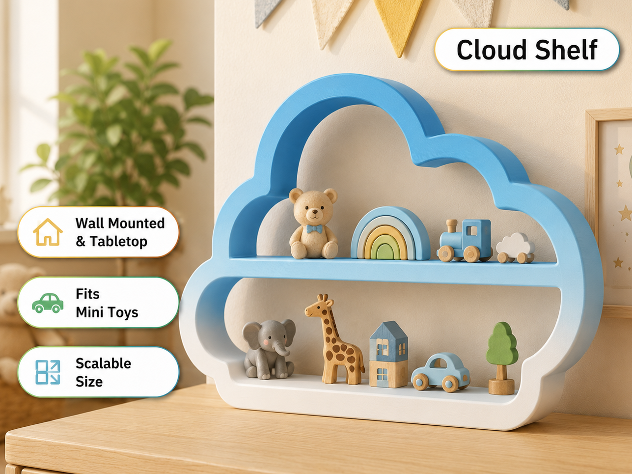 Cloud Shelf Buddy – Mini Toy Display