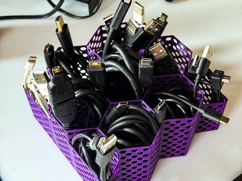 Cable management hive - symmetrical hex design