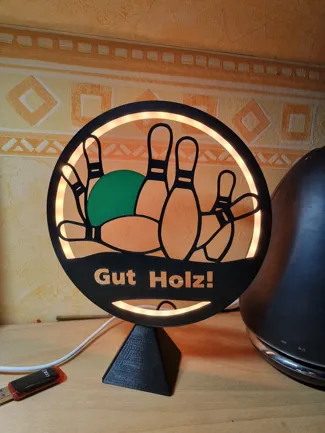 Ring Lamp Panel "Kegeln - Gut Holz!"