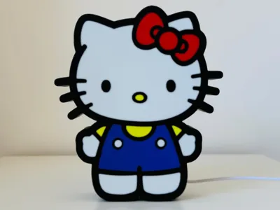 Cute Kitty LED Night Light | Multicolor 3D Print