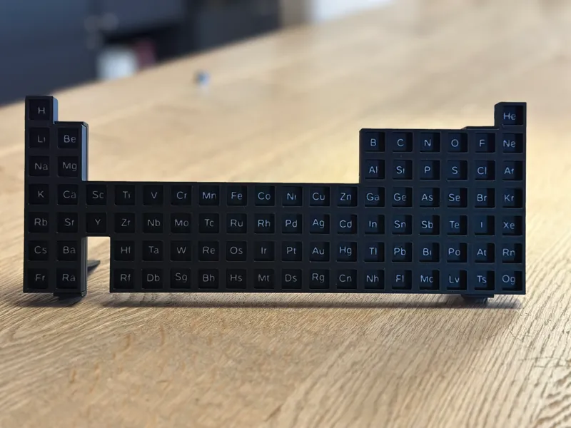Periodic table 10 mm. cube display with stand