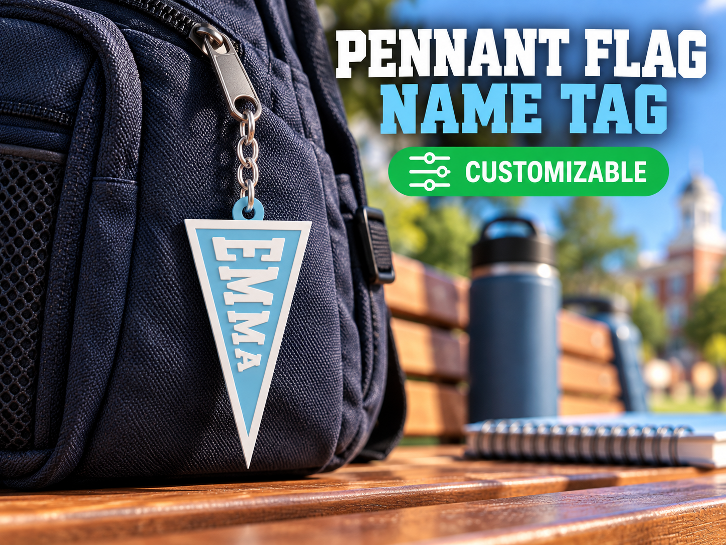 Pennant Flag Name Tag - Customizable 3D model
