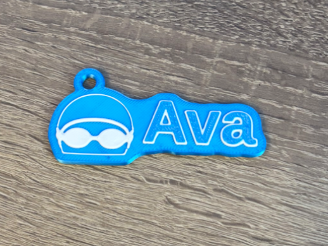 Swimmer Personalised Name Keychain 