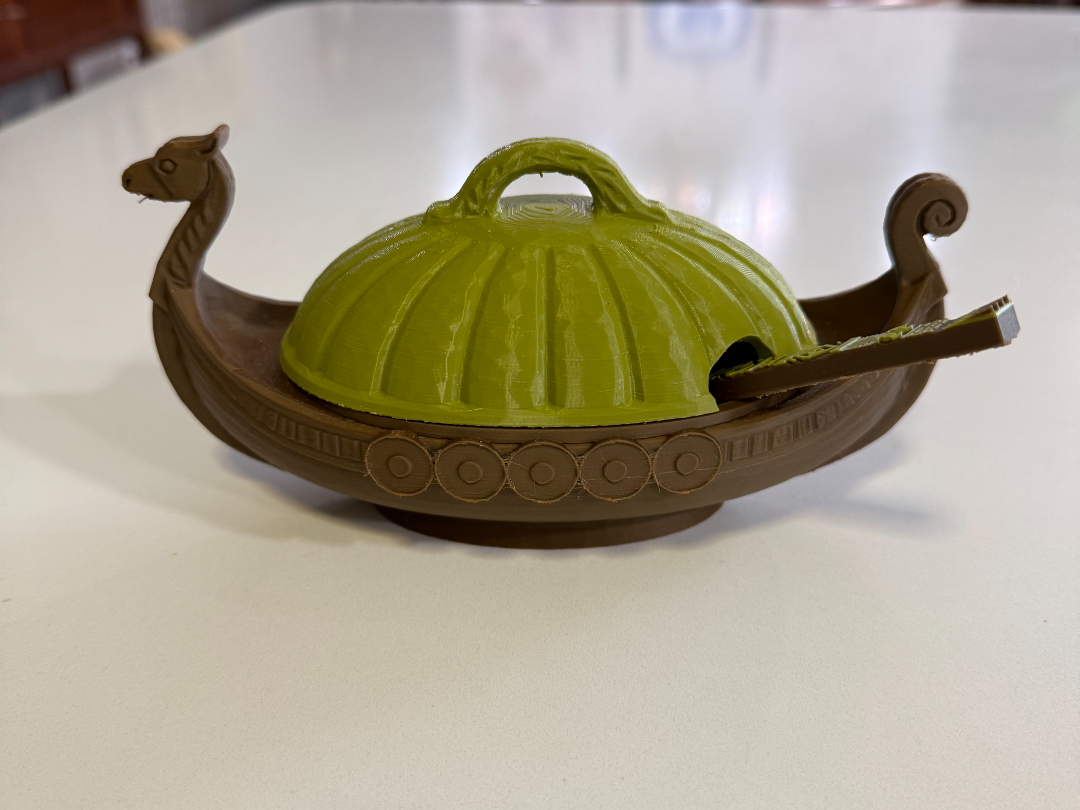 Viking Ship Sugar Bowl with Spoon