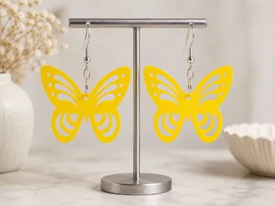 Cutout Butterfly Earrings – 3D Printed Model