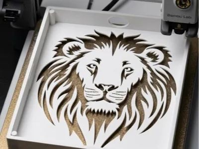 Lion Head Stenciled Lightbox/Purge Box