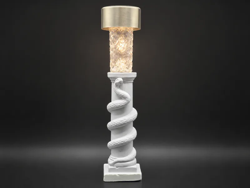 Snake on Decaying Pillar Solar Light Holder