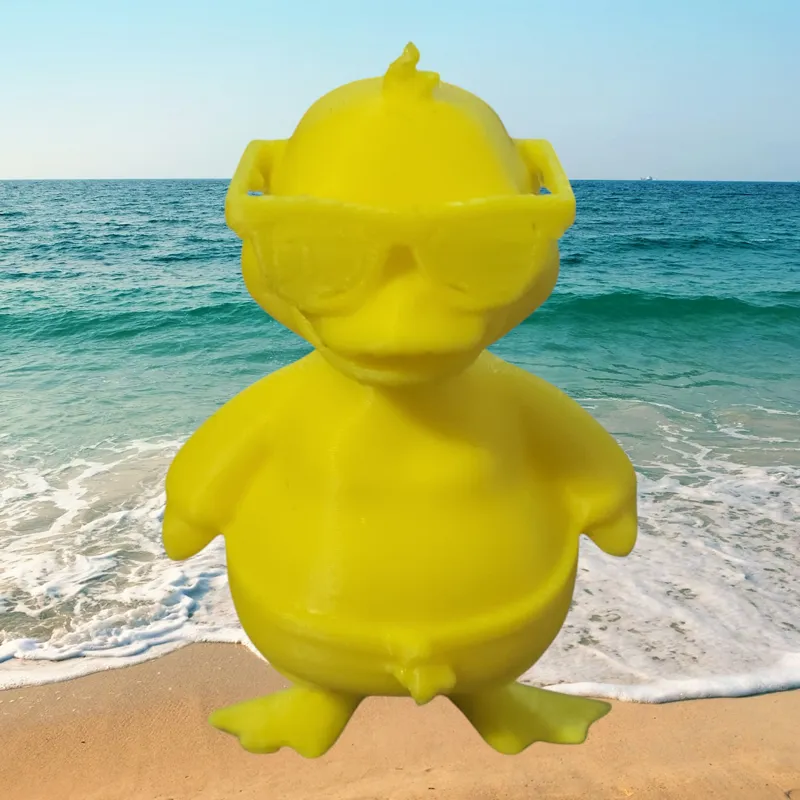 Beach duck with sunglasses and swimsuit