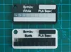 White text on black background, black text on white background, two blocks