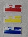 Blue, red, yellow, white base, 3 pieces
