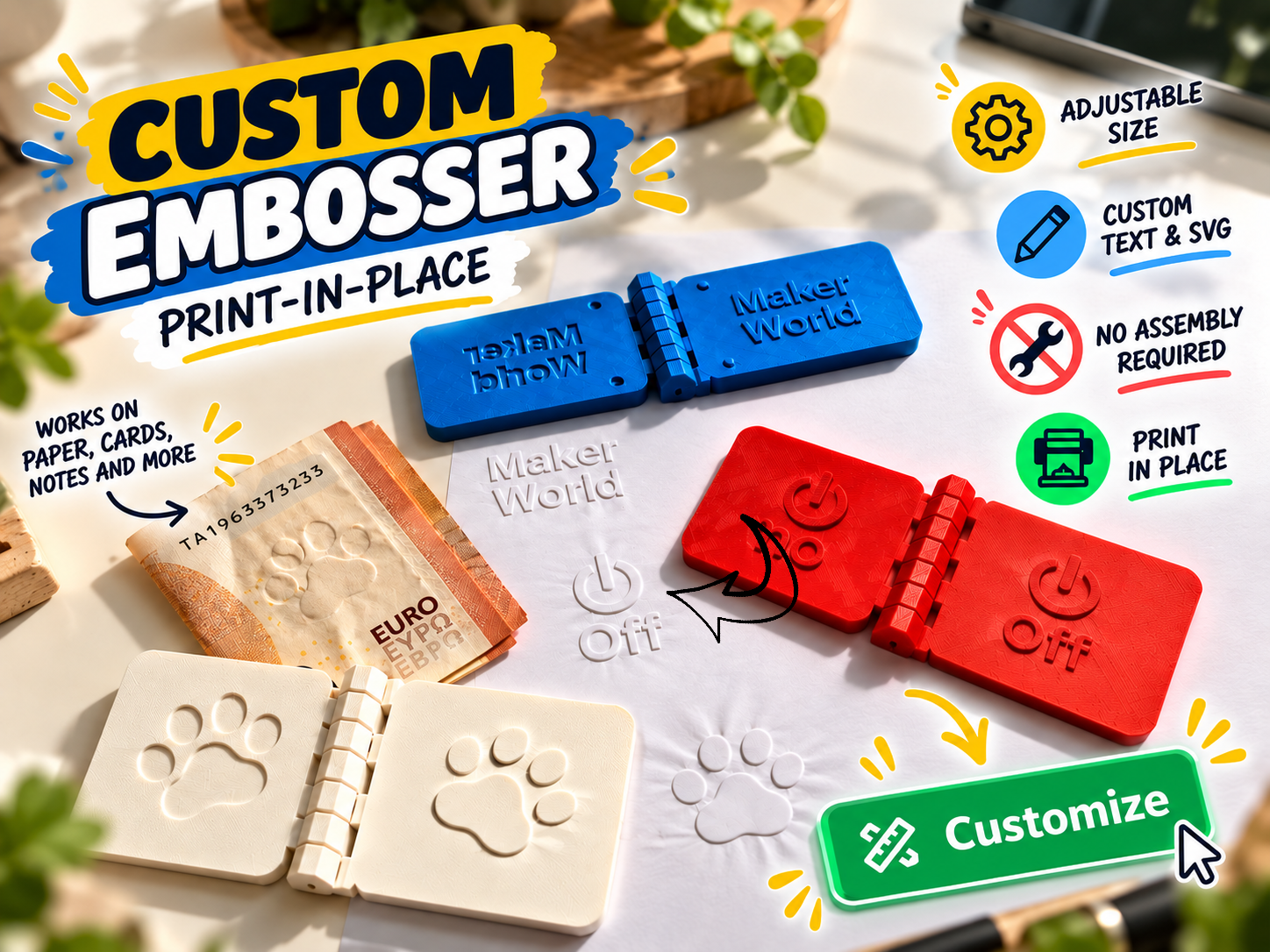 Custom Paper Embosser - Text & SVG Print-In-Place - 1